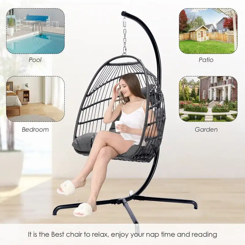 Fauteuil œuf surdimensionné Royal avec support, intérieur/extérieur, capacité de 158 kg