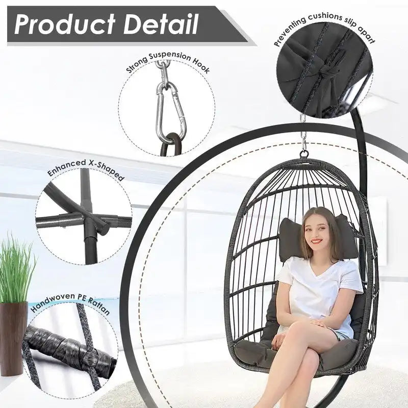 Fauteuil œuf surdimensionné Royal avec support, intérieur/extérieur, capacité de 158 kg