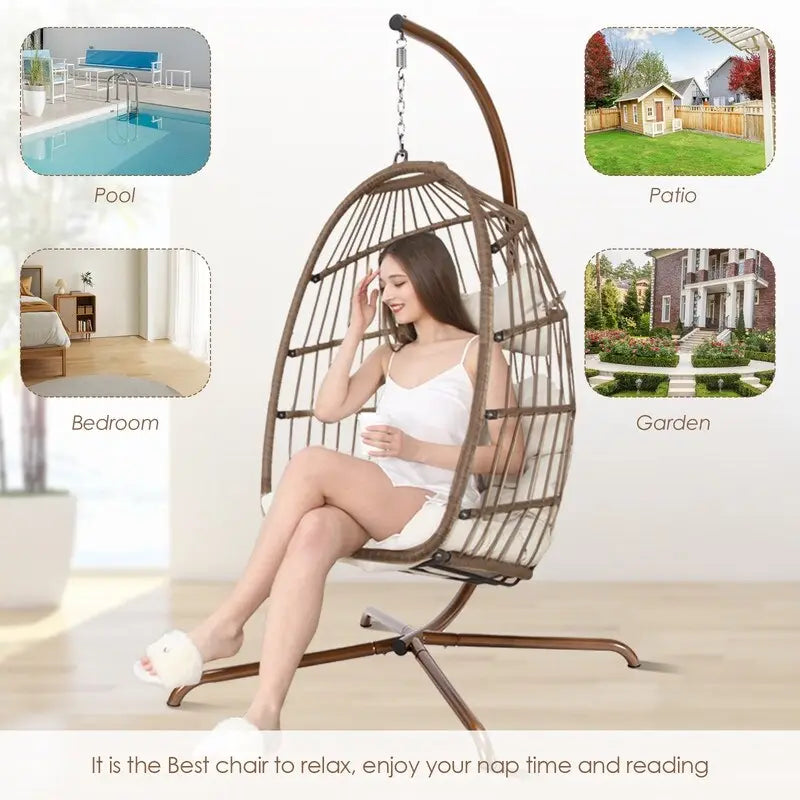 Fauteuil œuf surdimensionné Royal avec support, intérieur/extérieur, capacité de 158 kg