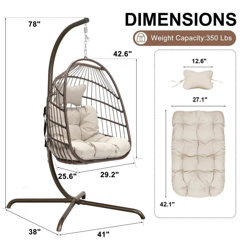 Fauteuil œuf surdimensionné Royal avec support, intérieur/extérieur, capacité de 158 kg