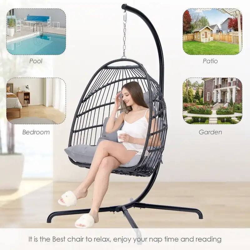 Fauteuil œuf surdimensionné Royal avec support, intérieur/extérieur, capacité de 158 kg