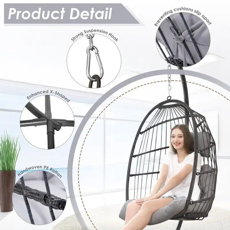 Fauteuil œuf surdimensionné Royal avec support, intérieur/extérieur, capacité de 158 kg