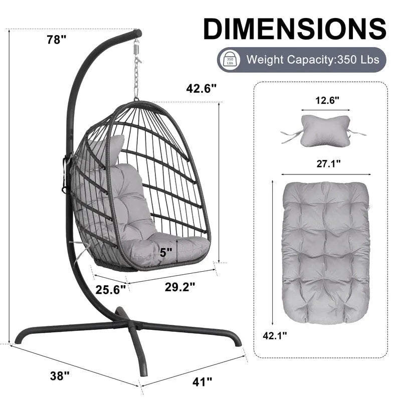 Fauteuil œuf surdimensionné Royal avec support, intérieur/extérieur, capacité de 158 kg