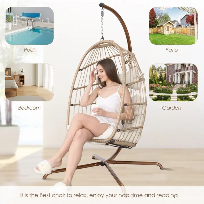 Fauteuil œuf surdimensionné Royal avec support, intérieur/extérieur, capacité de 158 kg