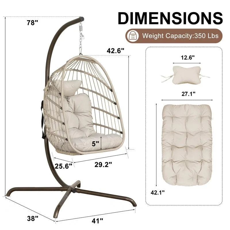 Fauteuil œuf surdimensionné Royal avec support, intérieur/extérieur, capacité de 158 kg