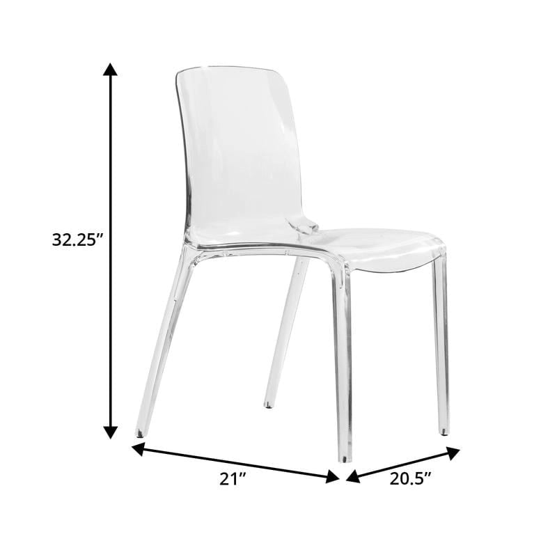 Chaise de salle à manger empilable en acrylique minimaliste, moderne, avec dossier plein, transparente, pour salle à manger et cuisine