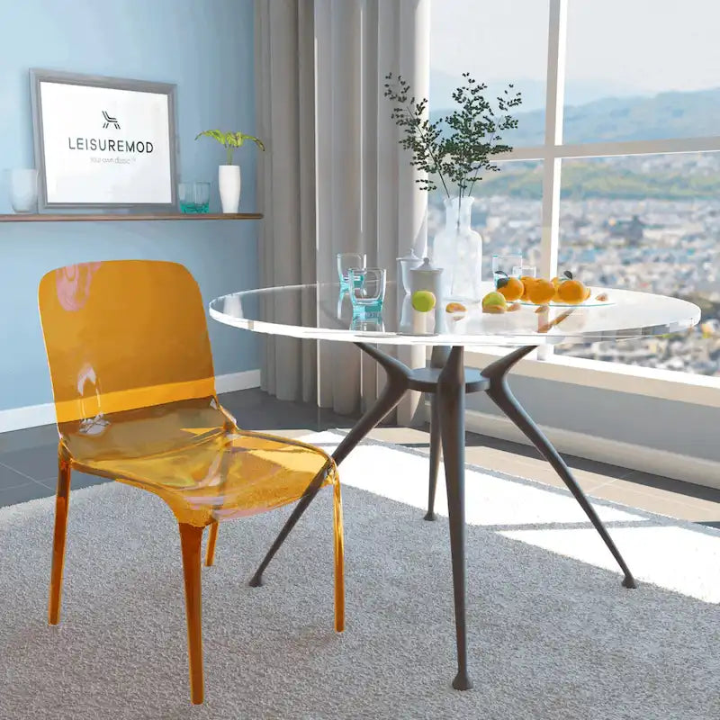 Chaise de salle à manger empilable en acrylique minimaliste, moderne, avec dossier plein, transparente, pour salle à manger et cuisine