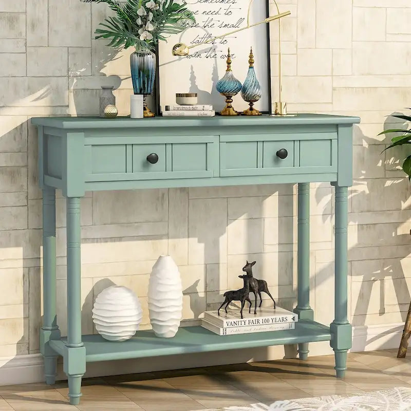 Console Sofa Table avec deux tiroirs de rangement et étagère inférieure