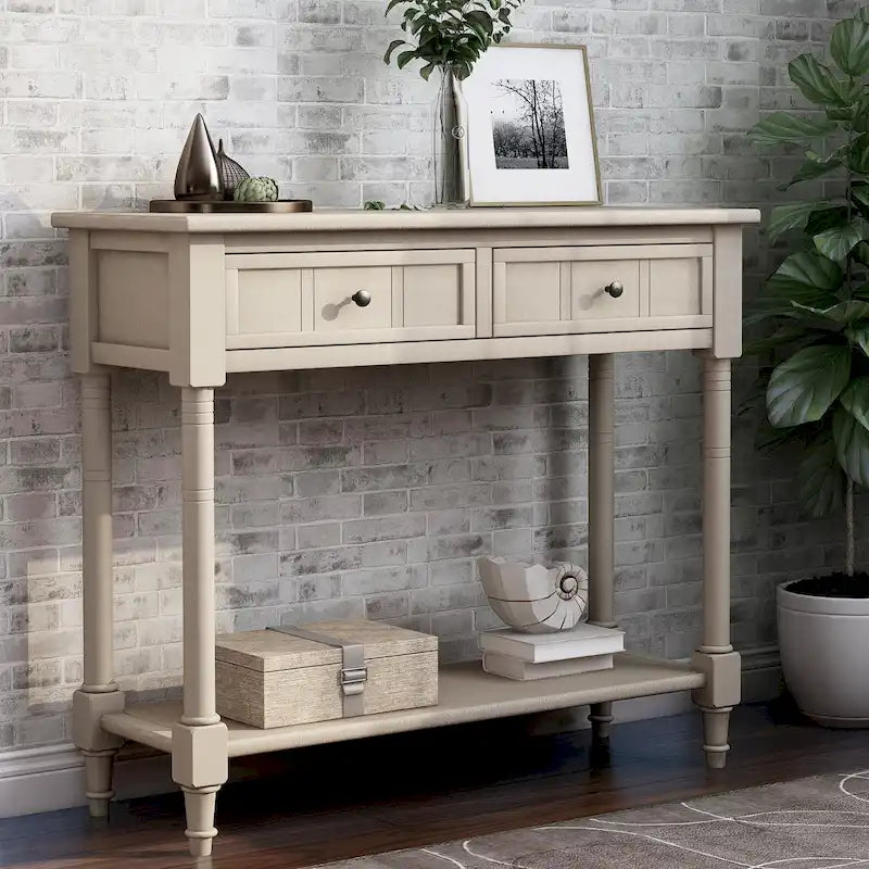 Console Sofa Table avec deux tiroirs de rangement et étagère inférieure
