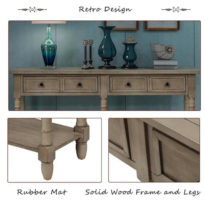 Console Sofa Table avec deux tiroirs de rangement et étagère inférieure