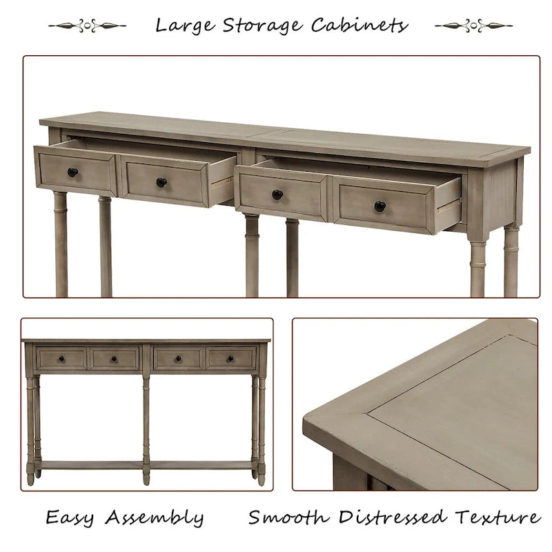Console Sofa Table avec deux tiroirs de rangement et étagère inférieure
