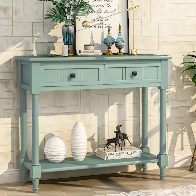 Console Sofa Table avec deux tiroirs de rangement et étagère inférieure