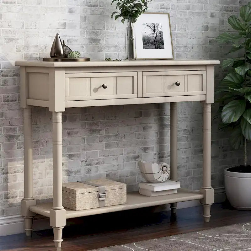 Console Sofa Table avec deux tiroirs de rangement et étagère inférieure