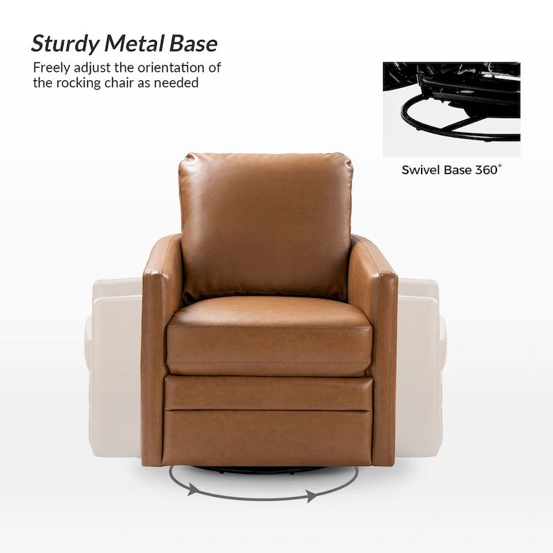 Fauteuil pivotant en similicuir avec base en métal, de style transitoire