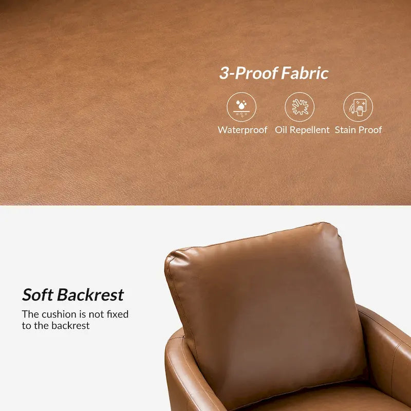 Fauteuil pivotant en similicuir avec base en métal, de style transitoire
