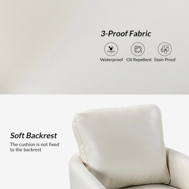 Fauteuil pivotant en similicuir avec base en métal, de style transitoire