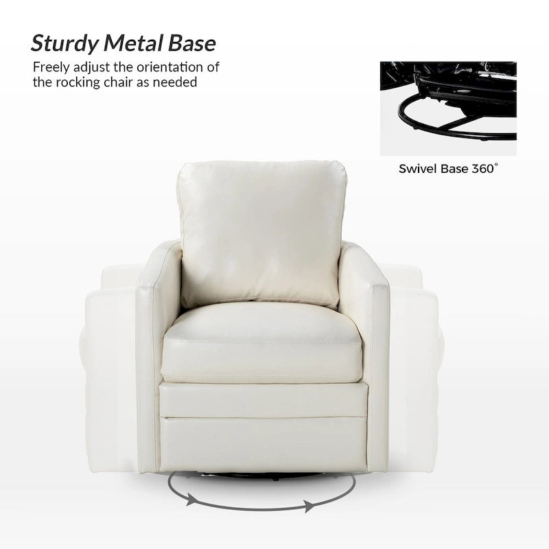 Fauteuil pivotant en similicuir avec base en métal, de style transitoire