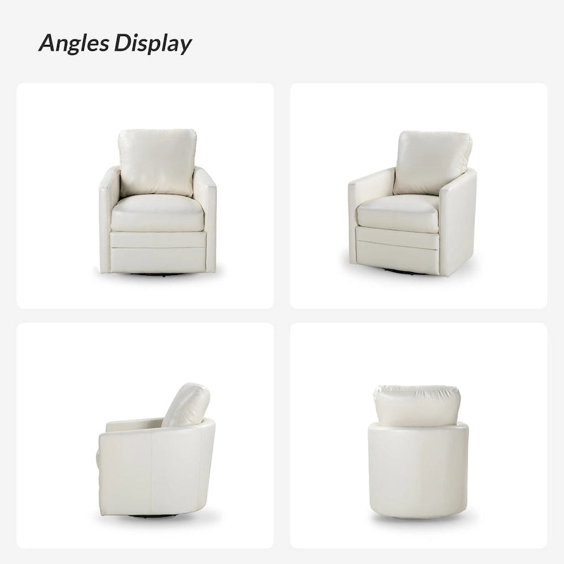 Fauteuil pivotant en similicuir avec base en métal, de style transitoire