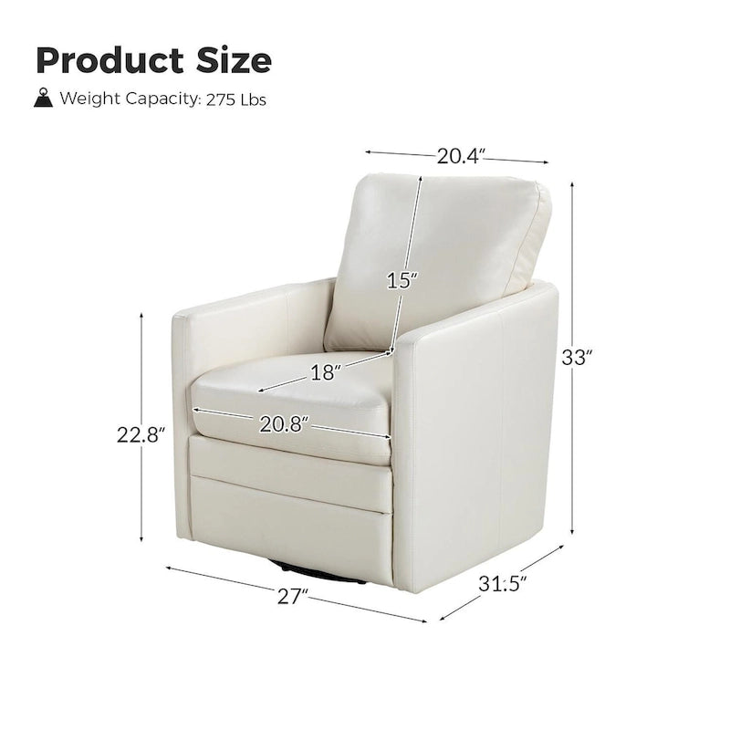 Fauteuil pivotant en similicuir avec base en métal, de style transitoire