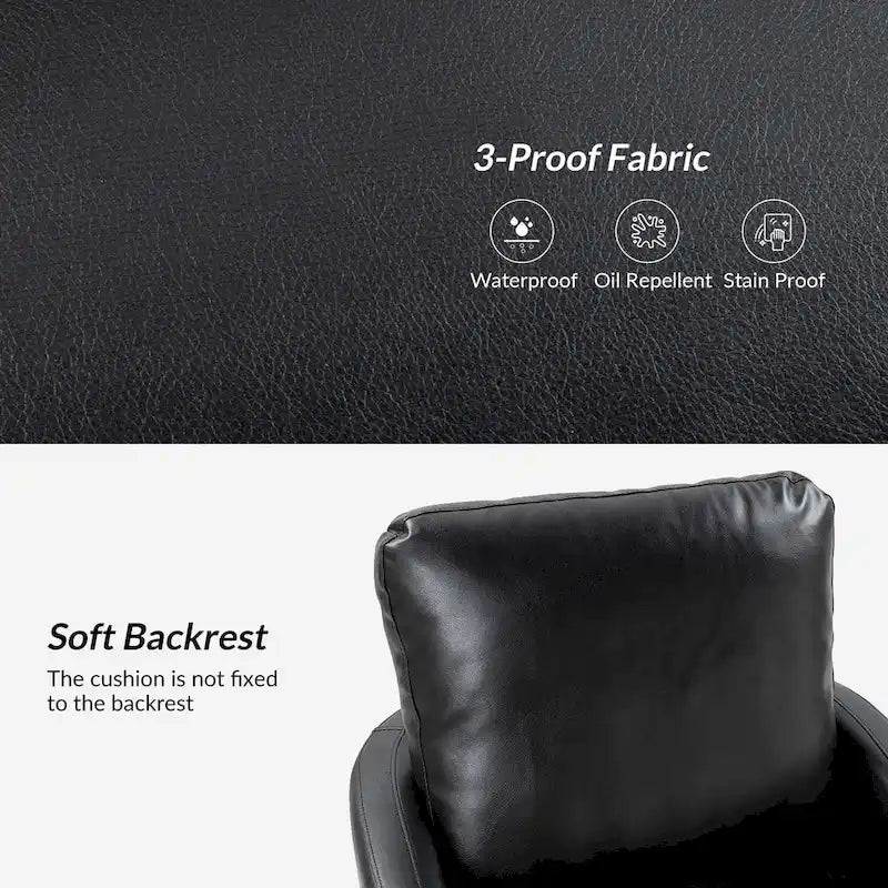 Fauteuil pivotant en similicuir avec base en métal, de style transitoire