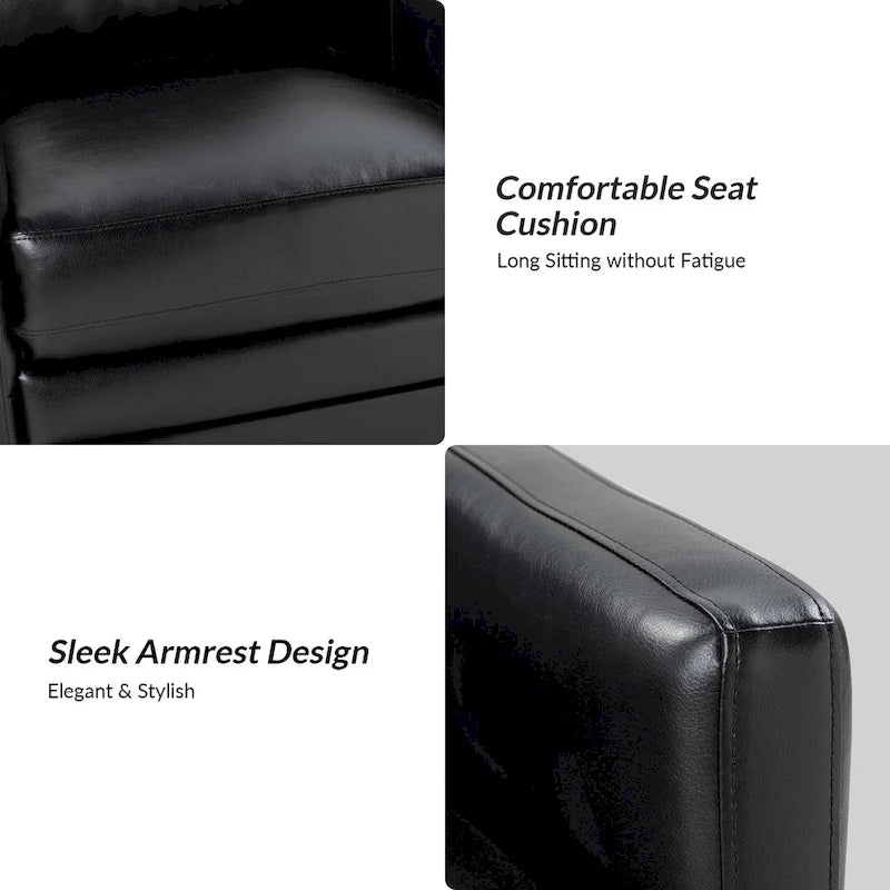 Fauteuil pivotant en similicuir avec base en métal, de style transitoire