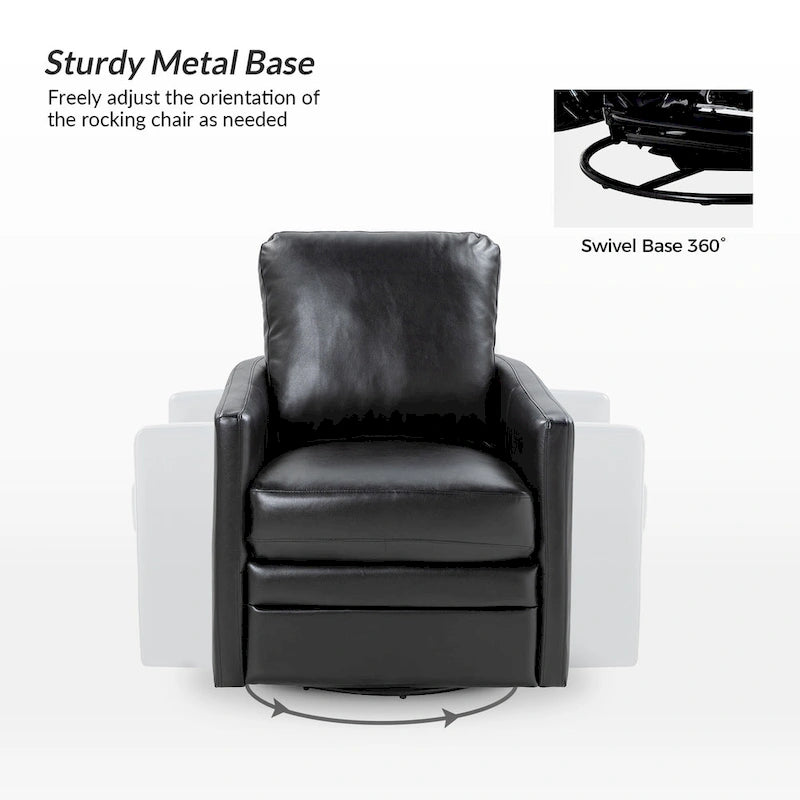 Fauteuil pivotant en similicuir avec base en métal, de style transitoire