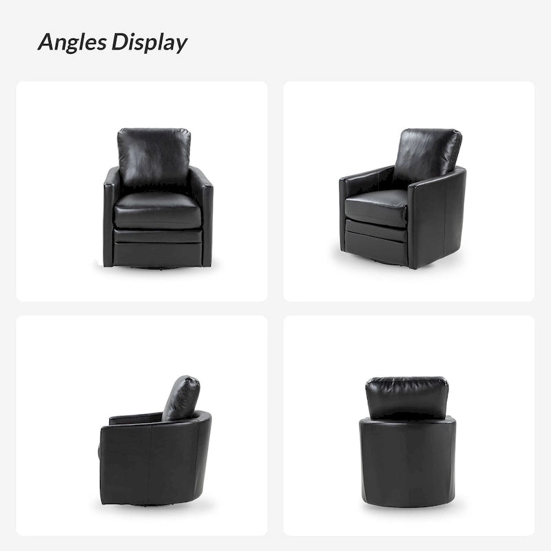 Fauteuil pivotant en similicuir avec base en métal, de style transitoire