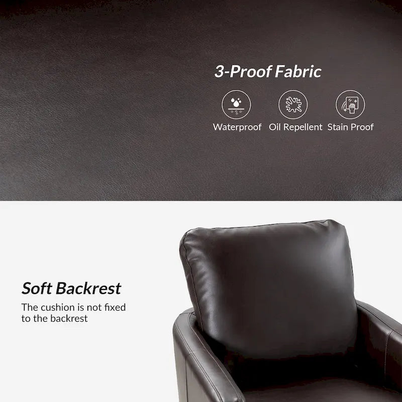 Fauteuil pivotant en similicuir avec base en métal, de style transitoire