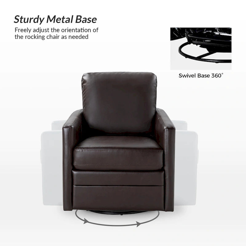 Fauteuil pivotant en similicuir avec base en métal, de style transitoire