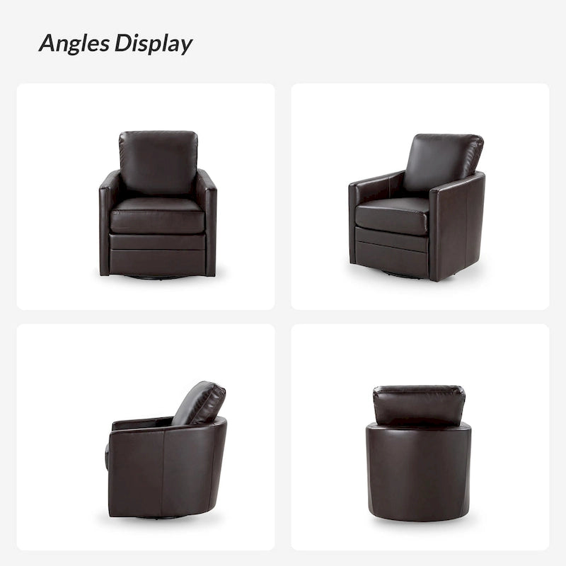 Fauteuil pivotant en similicuir avec base en métal, de style transitoire