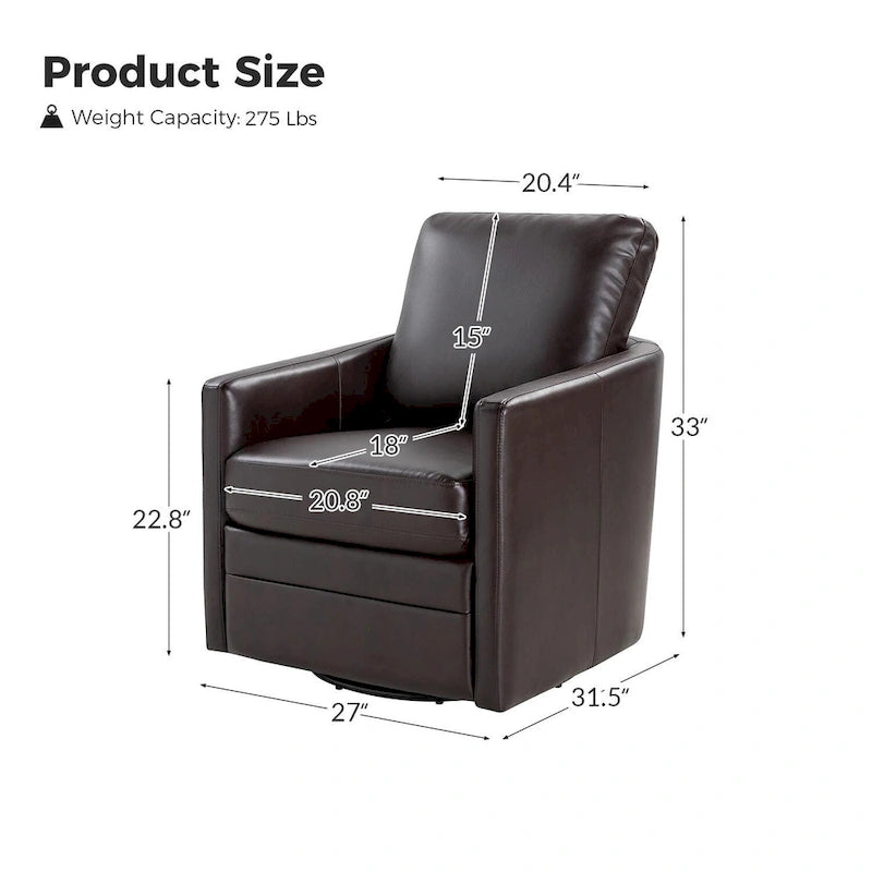 Fauteuil pivotant en similicuir avec base en métal, de style transitoire