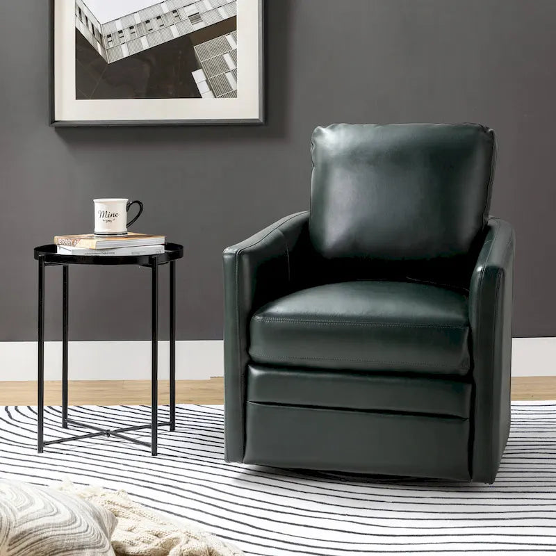 Fauteuil pivotant en similicuir avec base en métal, de style transitoire