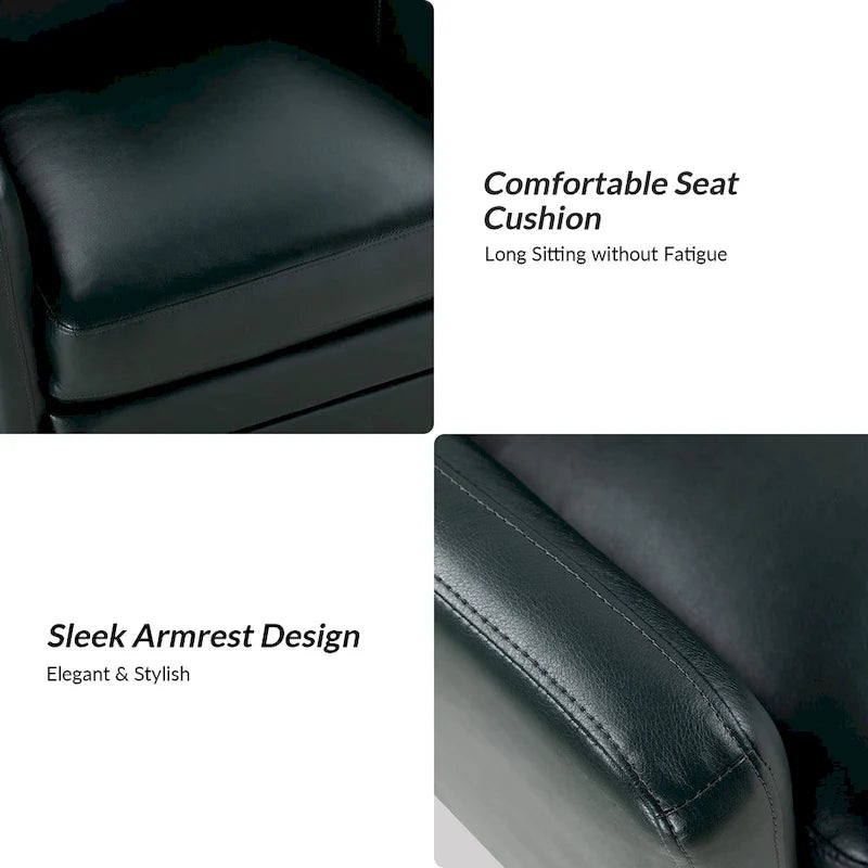 Fauteuil pivotant en similicuir avec base en métal, de style transitoire