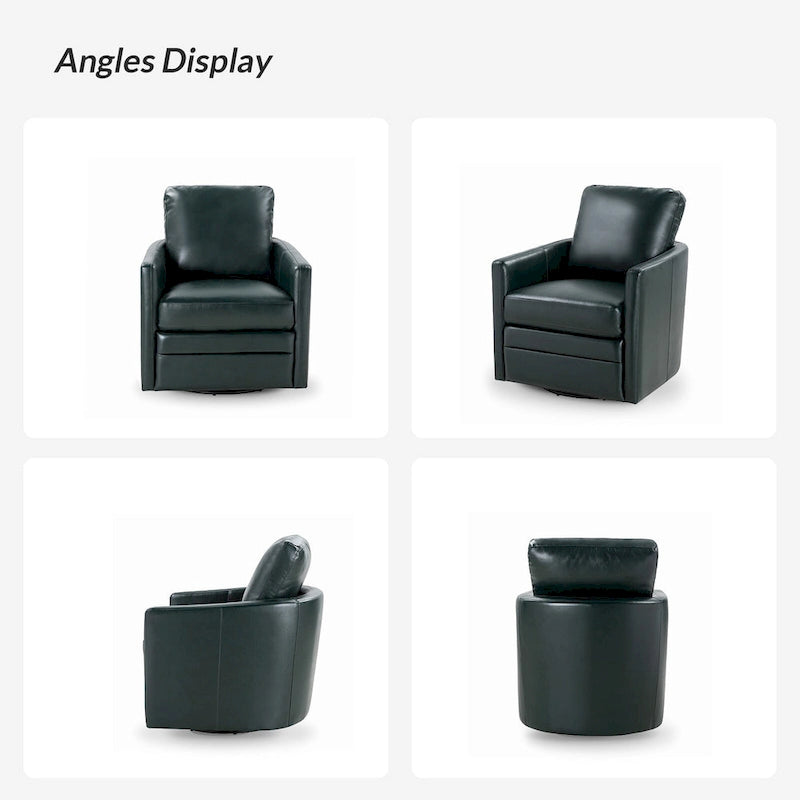 Fauteuil pivotant en similicuir avec base en métal, de style transitoire