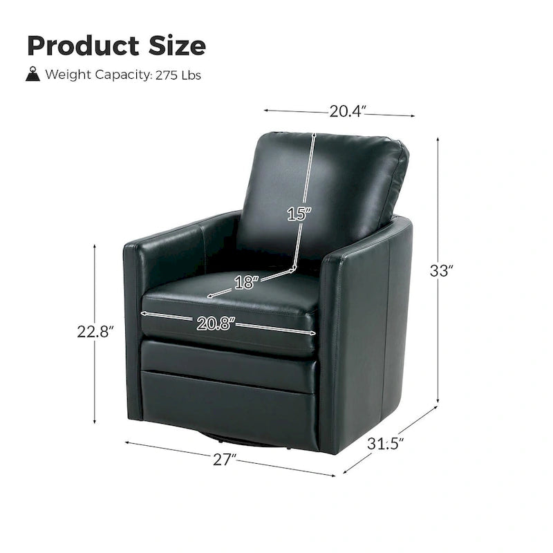 Fauteuil pivotant en similicuir avec base en métal, de style transitoire