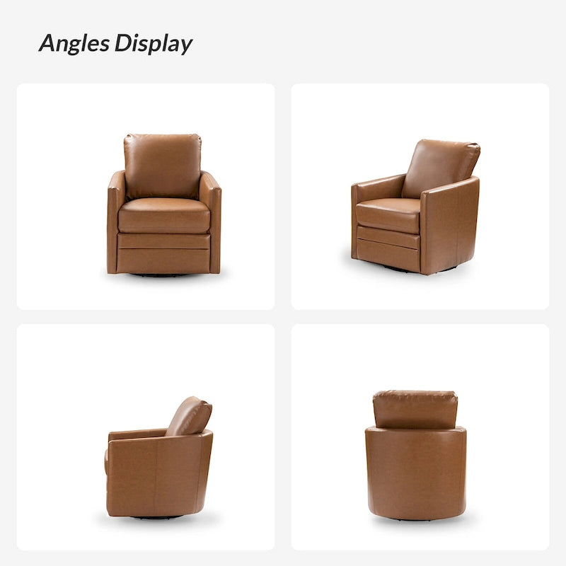 Fauteuil pivotant en similicuir avec base en métal, de style transitoire