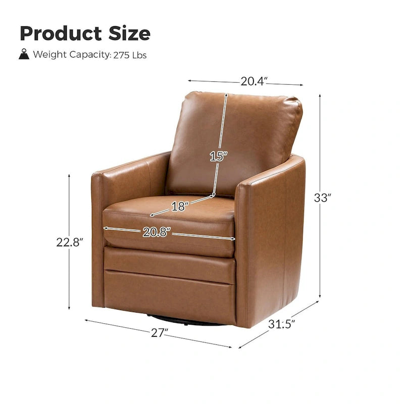 Fauteuil pivotant en similicuir avec base en métal, de style transitoire
