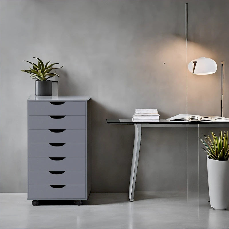 Meuble de rangement de bureau roulant à 7 tiroirs, unité de classement mobile avec roulettes pivotantes, rangement pour loisirs créatifs pour la maison et le bureau