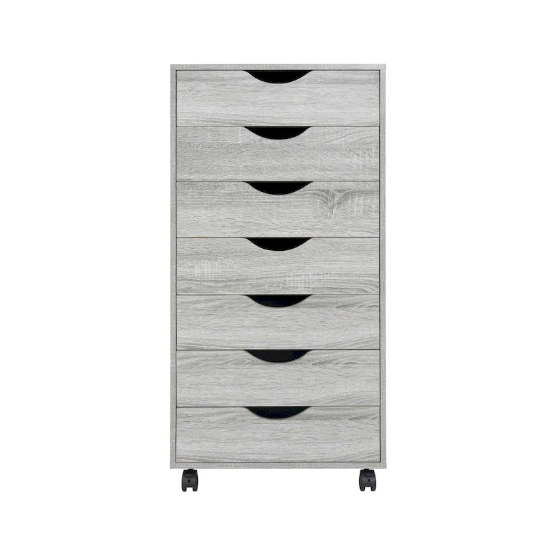 Meuble de rangement de bureau roulant à 7 tiroirs, unité de classement mobile avec roulettes pivotantes, rangement pour loisirs créatifs pour la maison et le bureau