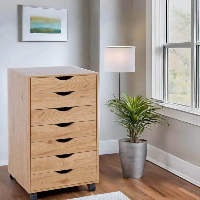 Meuble de rangement de bureau roulant à 7 tiroirs, unité de classement mobile avec roulettes pivotantes, rangement pour loisirs créatifs pour la maison et le bureau
