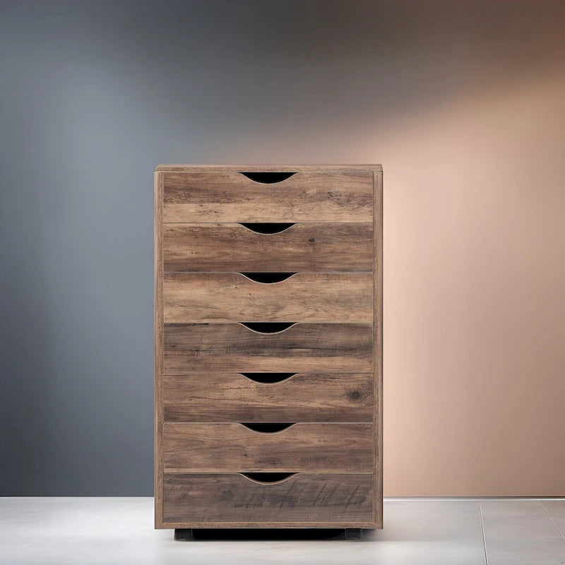 Meuble de rangement de bureau roulant à 7 tiroirs, unité de classement mobile avec roulettes pivotantes, rangement pour loisirs créatifs pour la maison et le bureau