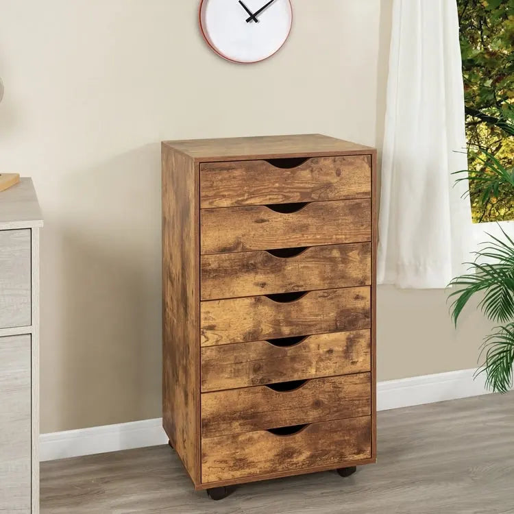 Meuble de rangement de bureau roulant à 7 tiroirs, unité de classement mobile avec roulettes pivotantes, rangement pour loisirs créatifs pour la maison et le bureau