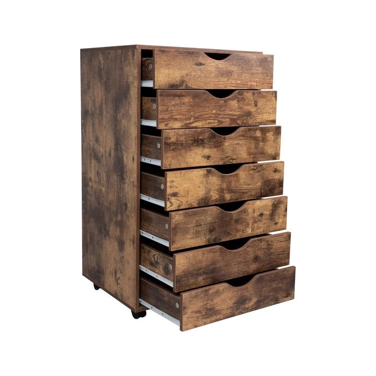 Meuble de rangement de bureau roulant à 7 tiroirs, unité de classement mobile avec roulettes pivotantes, rangement pour loisirs créatifs pour la maison et le bureau