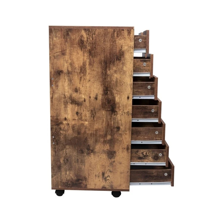 Meuble de rangement de bureau roulant à 7 tiroirs, unité de classement mobile avec roulettes pivotantes, rangement pour loisirs créatifs pour la maison et le bureau