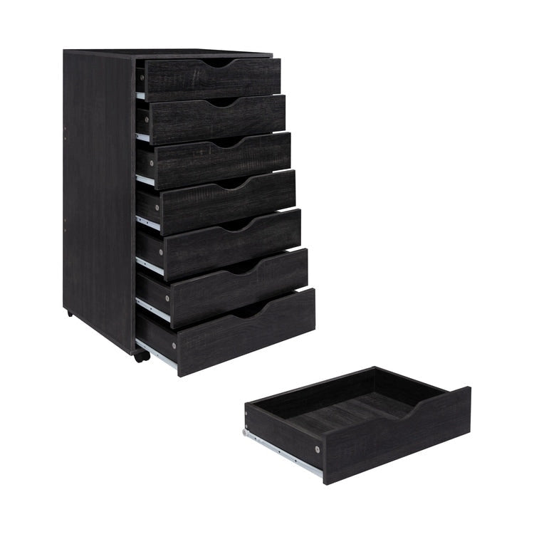 Meuble de rangement de bureau roulant à 7 tiroirs, unité de classement mobile avec roulettes pivotantes, rangement pour loisirs créatifs pour la maison et le bureau