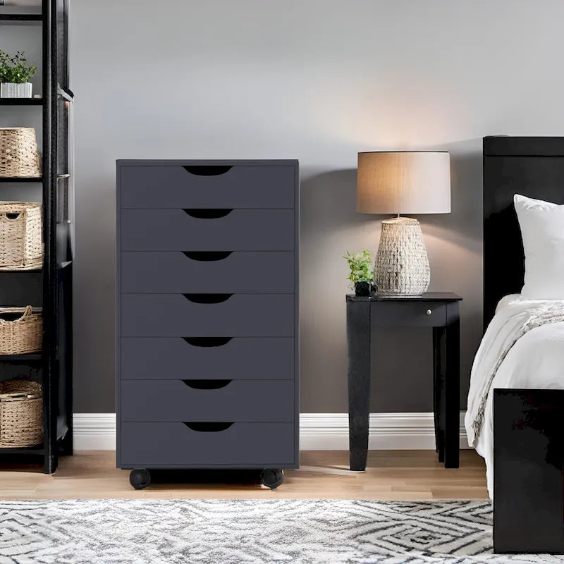 Meuble de rangement de bureau roulant à 7 tiroirs, unité de classement mobile avec roulettes pivotantes, rangement pour loisirs créatifs pour la maison et le bureau