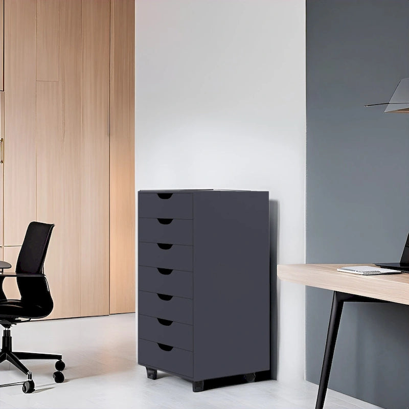 Meuble de rangement de bureau roulant à 7 tiroirs, unité de classement mobile avec roulettes pivotantes, rangement pour loisirs créatifs pour la maison et le bureau