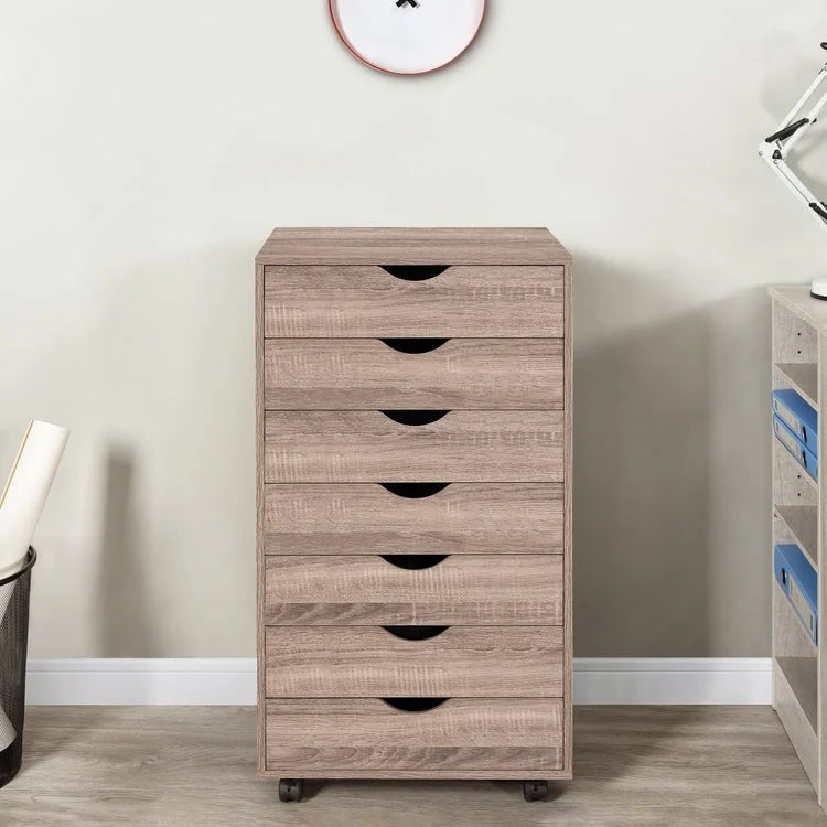 Meuble de rangement de bureau roulant à 7 tiroirs, unité de classement mobile avec roulettes pivotantes, rangement pour loisirs créatifs pour la maison et le bureau
