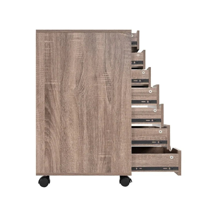 Meuble de rangement de bureau roulant à 7 tiroirs, unité de classement mobile avec roulettes pivotantes, rangement pour loisirs créatifs pour la maison et le bureau