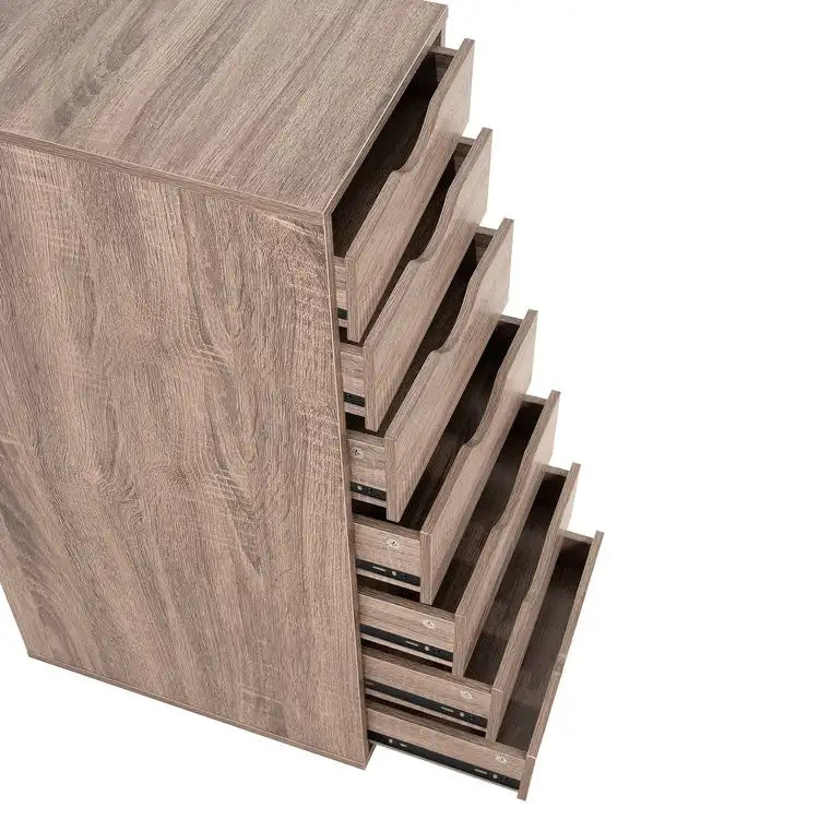 Meuble de rangement de bureau roulant à 7 tiroirs, unité de classement mobile avec roulettes pivotantes, rangement pour loisirs créatifs pour la maison et le bureau